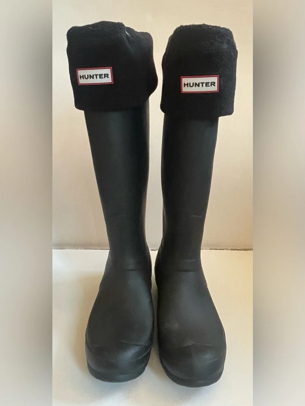 Hunter Women’s Black Tall Rubber Winter/Rain Boots with Removable Fleece Lining